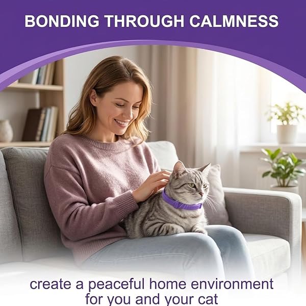 2 Pack Pheromone Calming Collars for Cats, Adjustable and Waterproof, Relieve Anxiety and Anti-Stress, Non-Toxic and Safe for All Sizes, Cat and (Purple) - 5