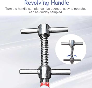 Vibeo 304 Stainless Steel Water Sampler Dipper, 100ML/ 200ML Water Sampling Cup, Viscous Liquid Sample Collection Rod for Environmental Monitoring(200ml,100cm(3.3ft))