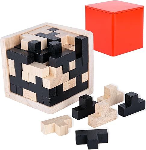 Rompecabezas de bloques rusos de madera, rompecabezas de cerebro para adultos, rompecabezas 3D, rompecabezas de aprendizaje cerebral, juguetes de