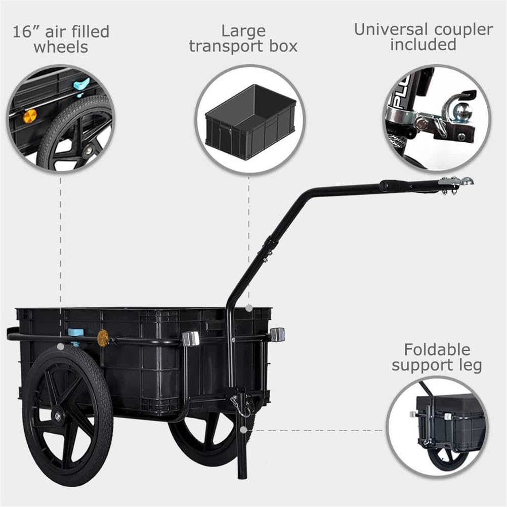 Remolque Carga Bicicletas con Barra Remolque Segura para Una FáCil ConexióN Bicicleta, Capacidad Carga 50 Kg, Carro para Bicicletas Alta Resistencia, Almacenamiento Plegable,