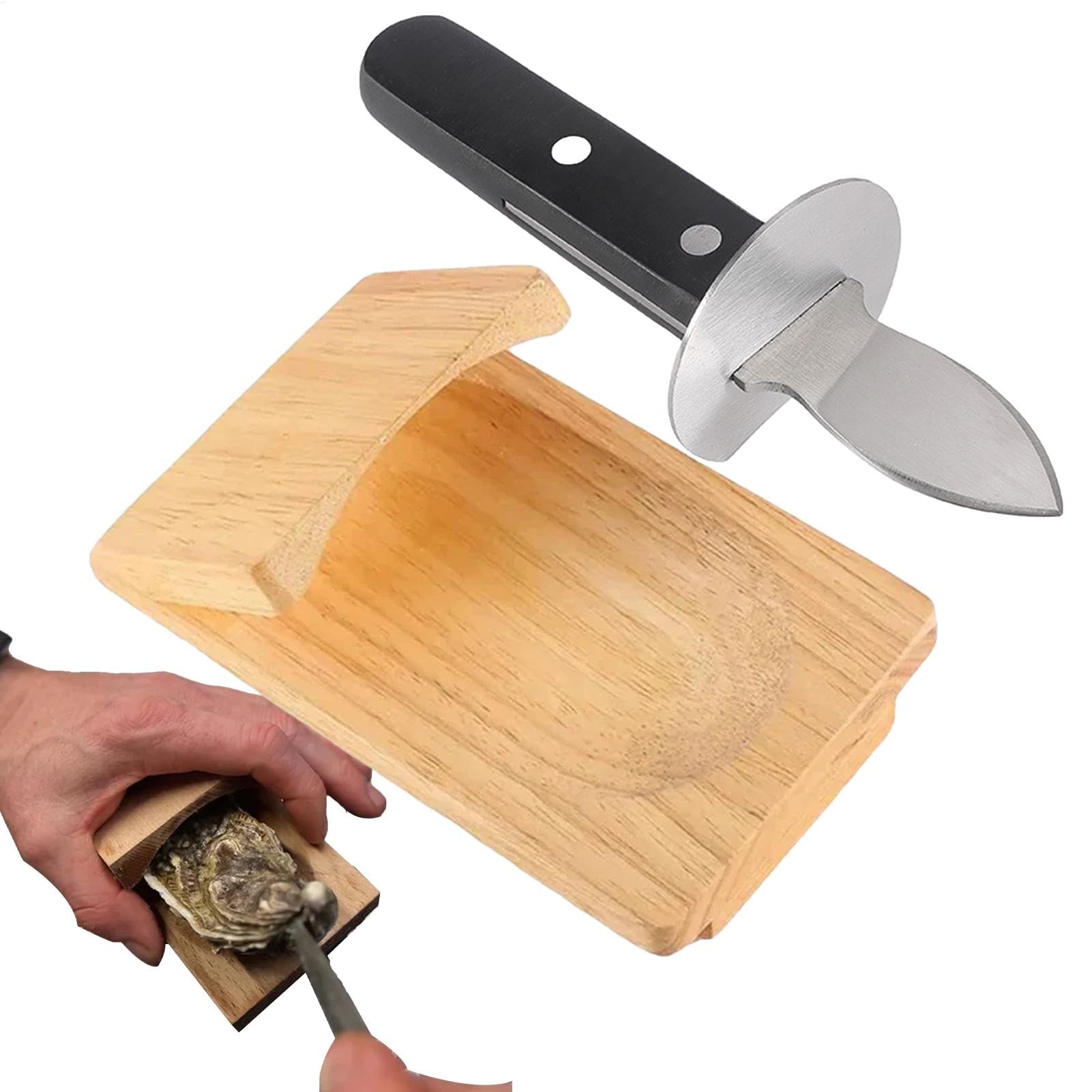 Austernmesser und Austernklammer Set, Austernöffner Austernschäler Handschutz Meeresfrüchte Werkzeug, Ergonomischer Schalentieröffner Küchenzubehör für Zuhause, Restaurant, Party, Camping, Picknicks