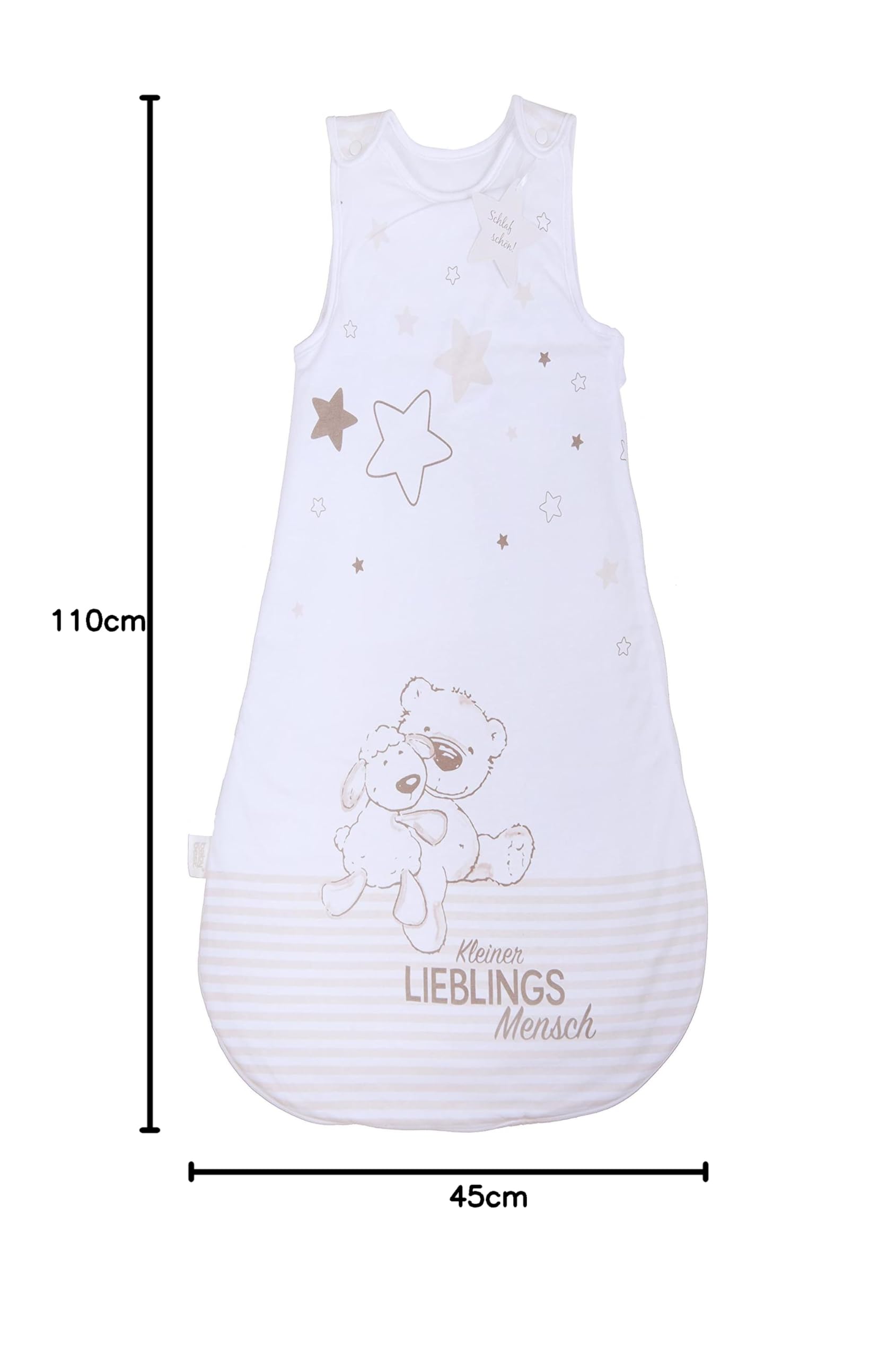 Herding Baby Best śpiworek niemowlęcy, motyw małej ukochanej osoby, 110 cm, zamek błyskawiczny na całym obwodzie i zatrzaski, biały