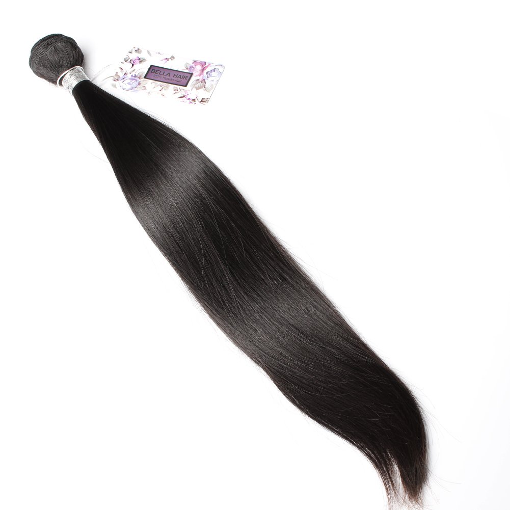 Bella Hair Brazilian Virgin Human Hair Silky Straight Hair Weaving 1 Bundles 100g 8-34inch Natural Black Color (14inch)