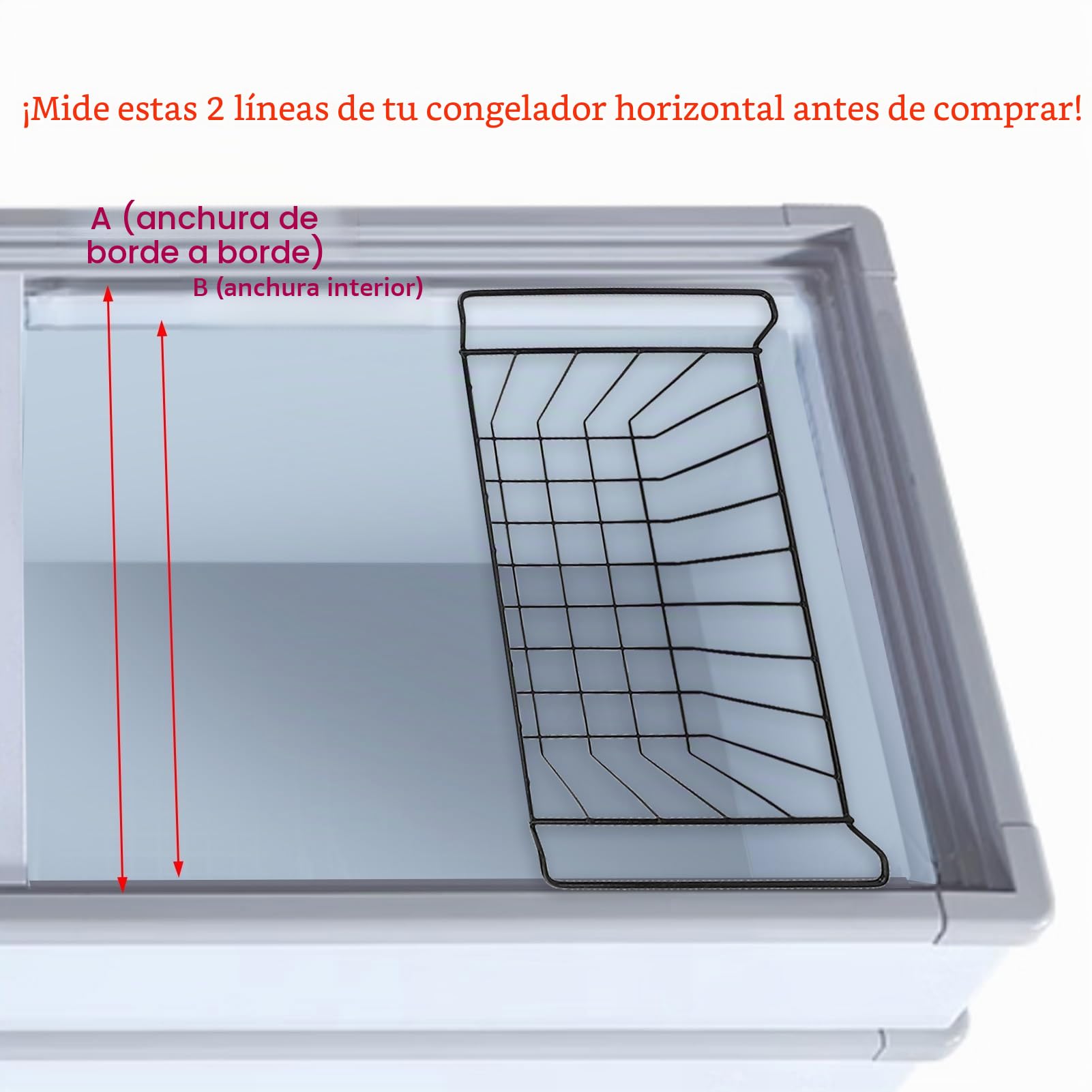 Cesta de Almacenamiento de Alambre para Congelador, 2 Unidades, con Revestimiento de PE, Organizador para Colgar, Metal Duradero, Fácil Mantenimiento, (Largo 49,5 cm x Ancho 24,5