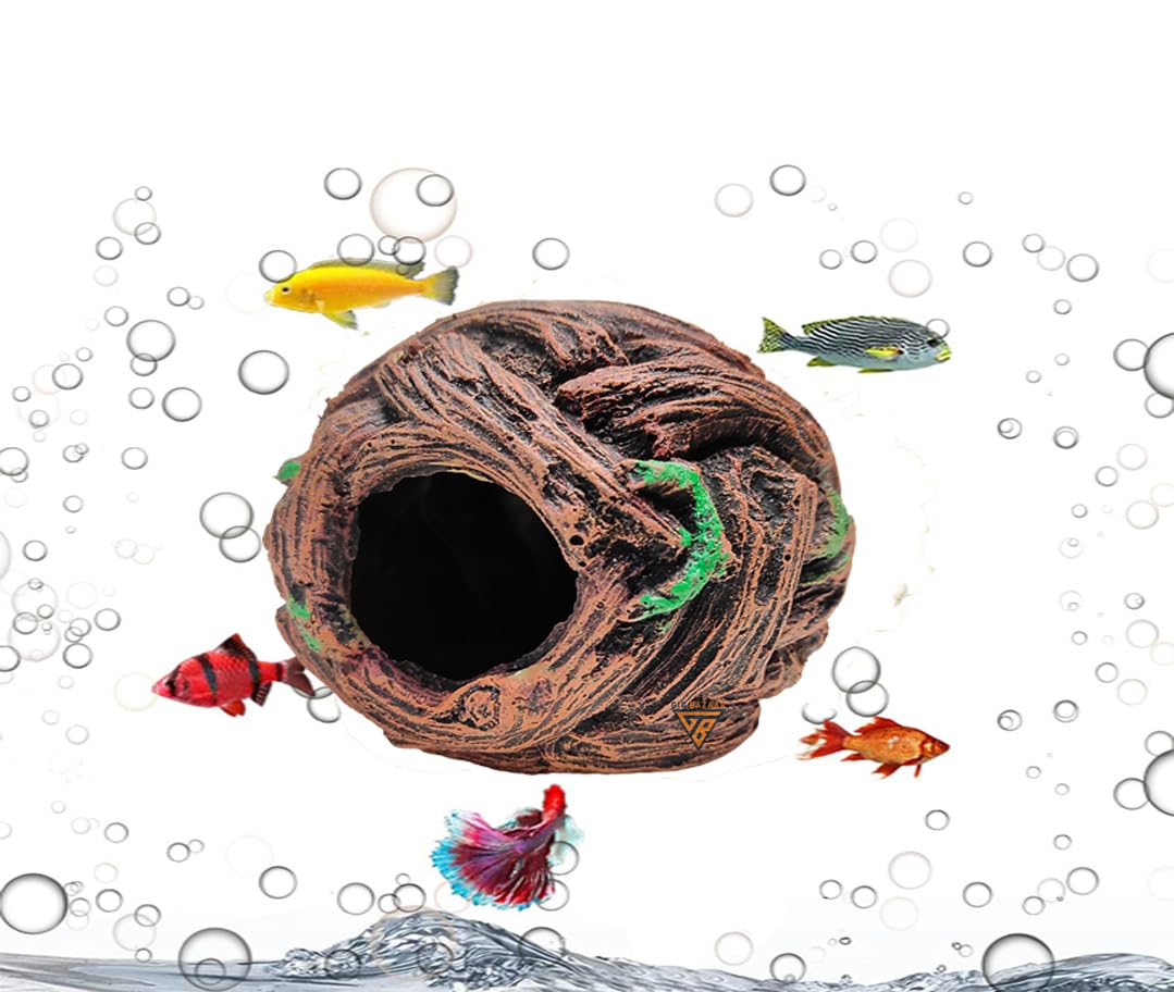 GIG BAZAAR-Aquarium Realistic Artificial Wooden Ball Hidden Space for Small Fish & Shrimp Habitat Aquarium Decoration Toy (B0D4HQ91QZ) Amazon Price History, Amazon Price Tracker