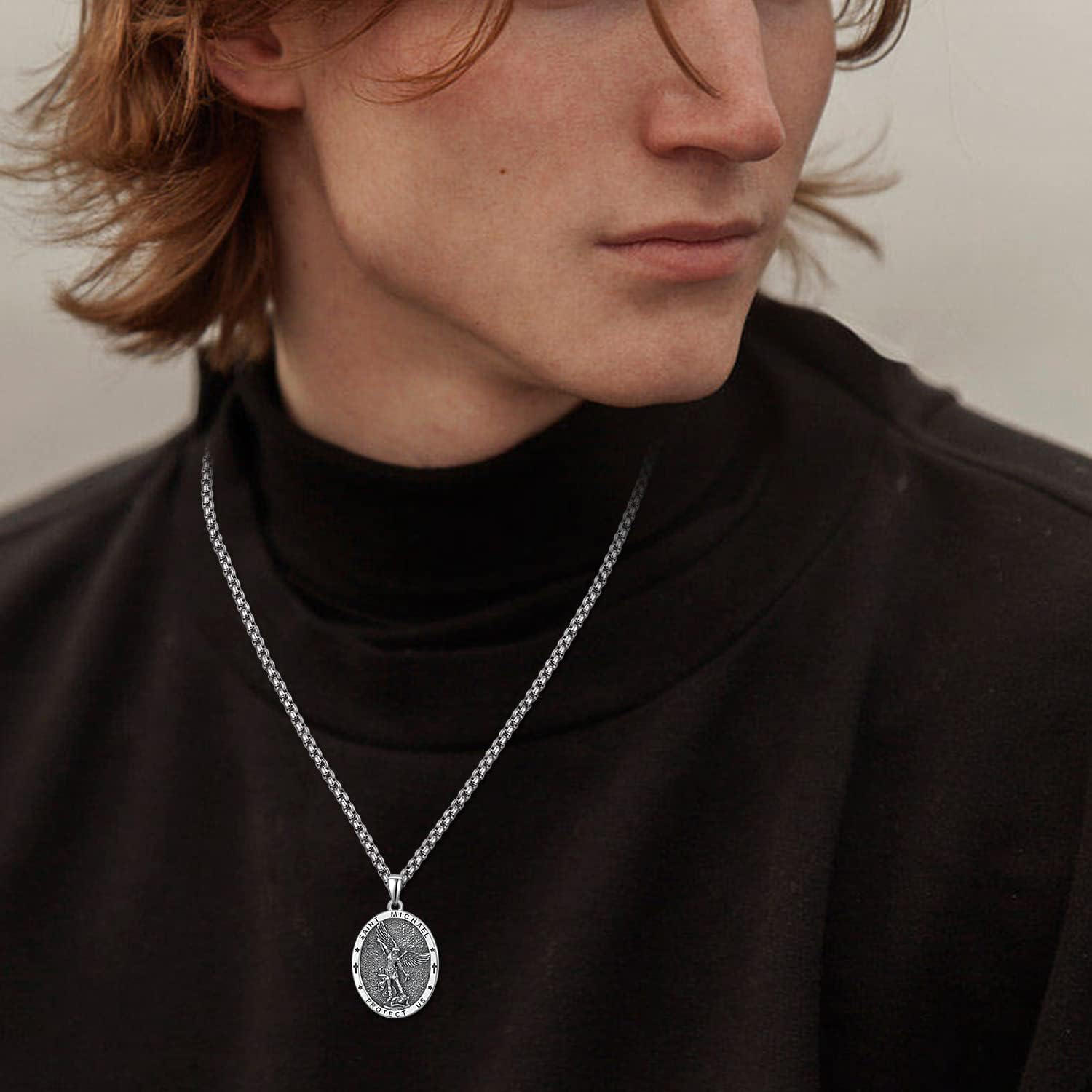 KINGWHYTE St Michael/St Christopher Necklace S925 Sterling Silver Archangel Saint Michael Protect US Pendant Jewelry Graduation Gifts for Women Men - Image 5