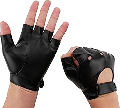 Guanti Senza Dita in Pelle PU per Uomo e Donna - Guanti Mezze Dita Neri, Guanti da Moto da Uomo in Pelle, Guanti Pelle Senza Dita per Guida, Moto, Ciclismo e Costume Cosplay