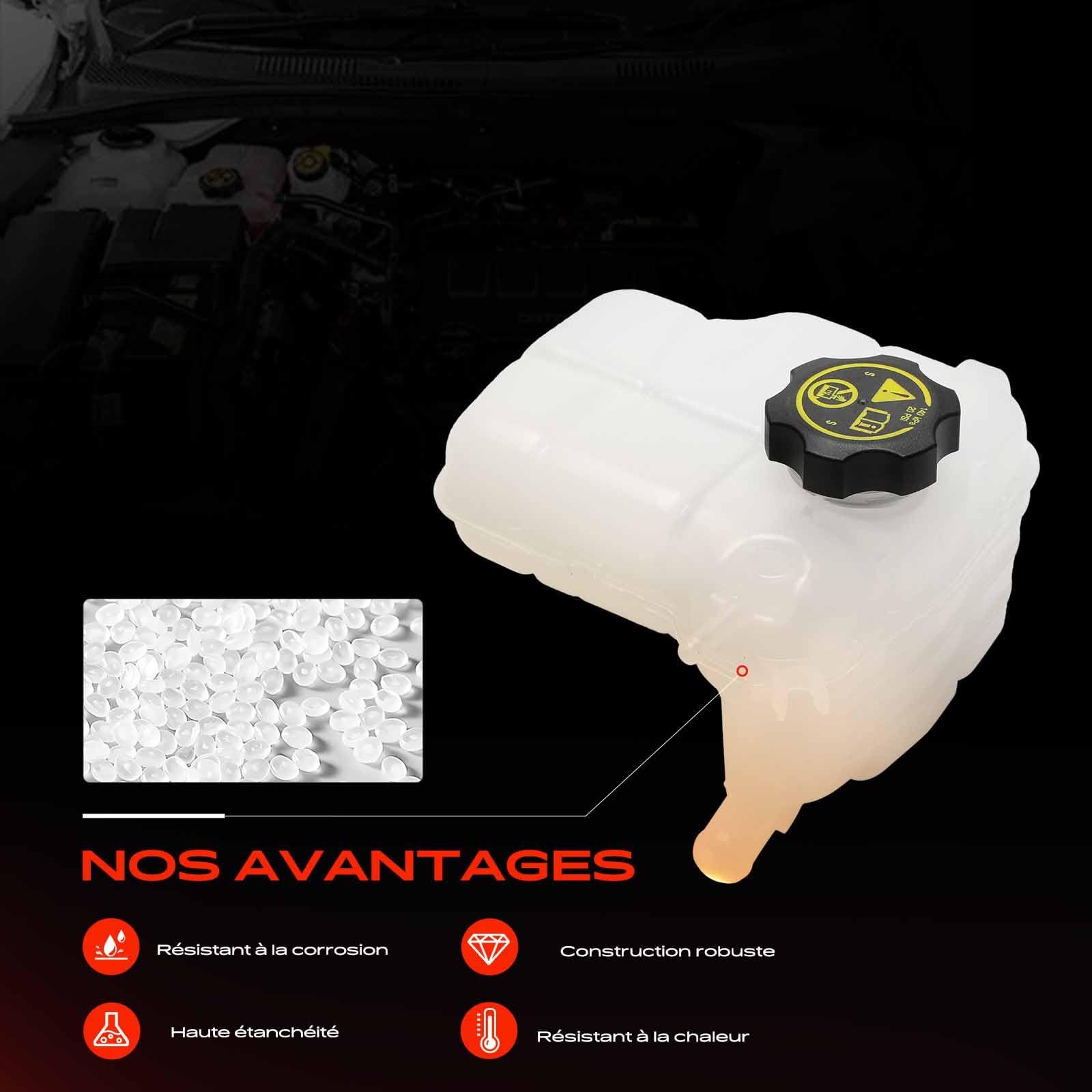 Frankberg Vase d'expansion de liquide de refroidissement avec bouchon | Compatible avec: Astra J Berline, Astra J, Astra J Caravane J, Cascada W13, Cruze Station Wagon J308