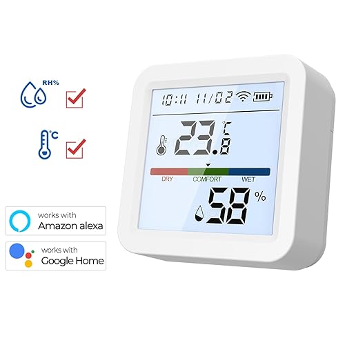 Miniatura 6 de Sensor de temperatura y humedad Zigbee, con pantalla LCD digital con aplicación inteligente y grabación de datos, compatible con Alexa y Google Home