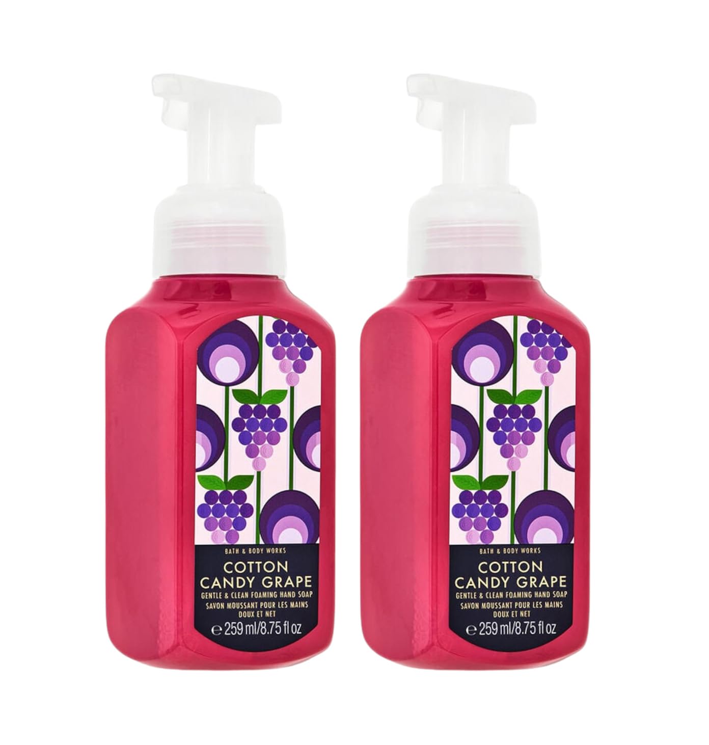 Bath and Body Works Cotton Candy Grape Gentle Foaming Hand Soap 8.75 Ounce 2-Pack (Cotton Candy Grape)