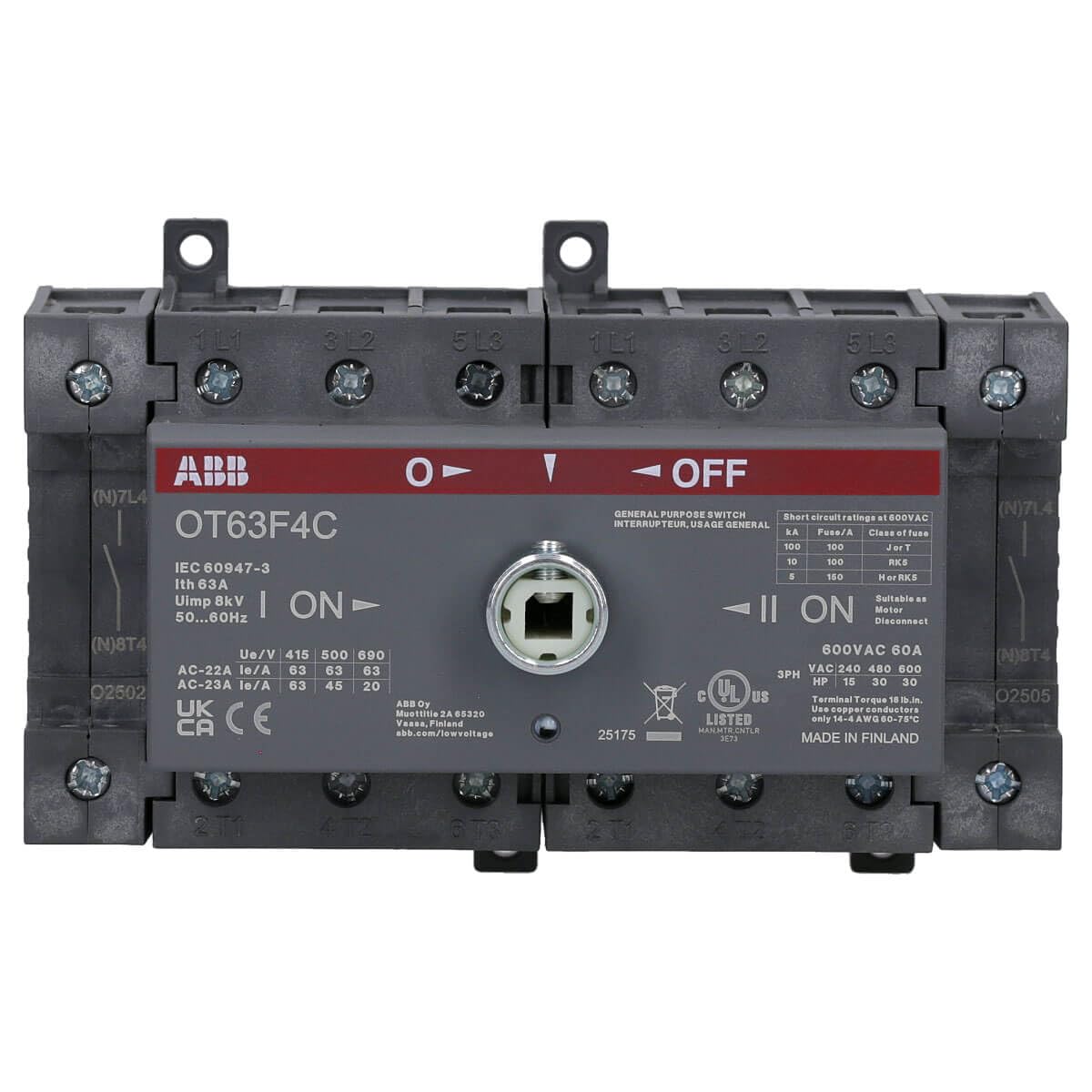 ABB firmy Entrelec ot63 F4 C - Przełącznik ot63 F4 Styki Montaż na profilu DIN