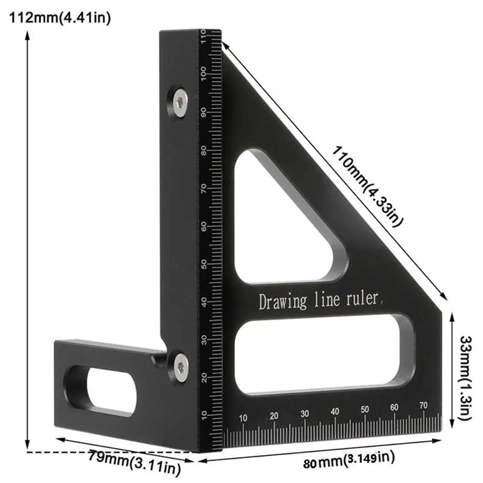 Transportador de ángulos, escuadra de Carpintero, escuadra de carpintería, escuadra de inglete de Aluminio, triángulo de trazado múltiple de 45/90 Grados para medición.