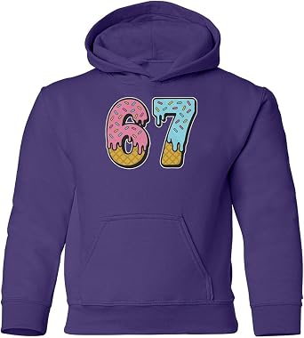 Six Seven 6 7 Viral Meme Drip Ice Cream 67 Funny Youth Hooded Sweatshirt