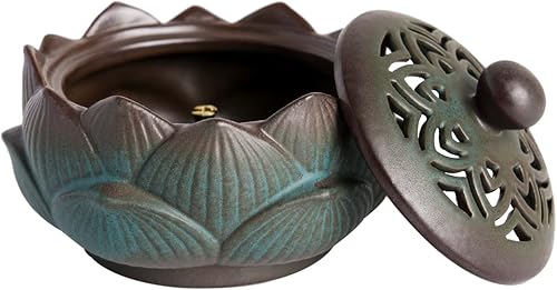 ChorZhow - Juego de incienso de cerámica con forma de loto para incienso palo de incienso y bobina para oficina yoga y sala de estar