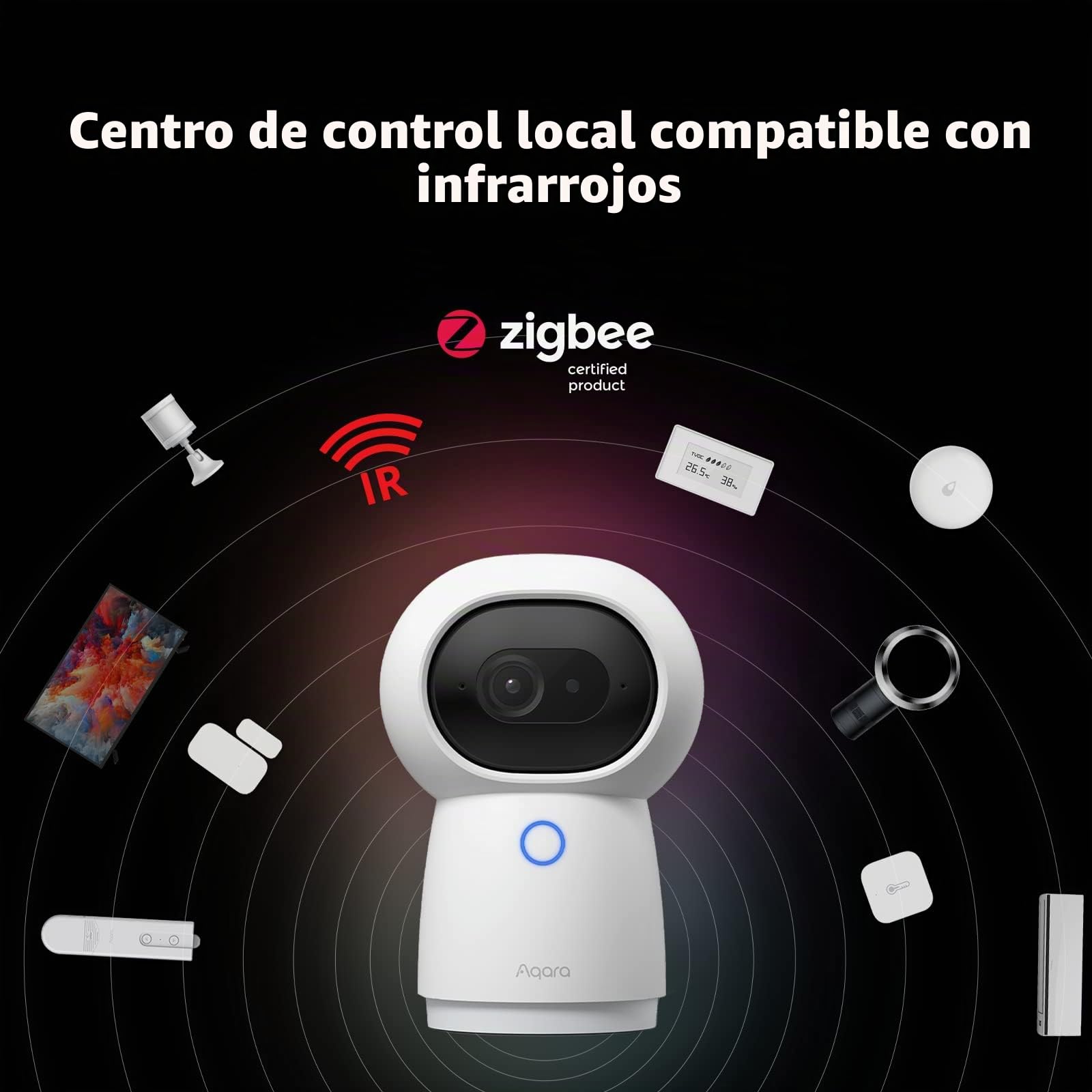 Aqara 2K Cámara Hub Interior G3, Reconocimiento Facial y Gestos con IA, Mando a Distancia IR, Ángulo de Visión de 360°, Compatible con HomeKit Secure Video, Alexa, Google Assistant, IFTTT
