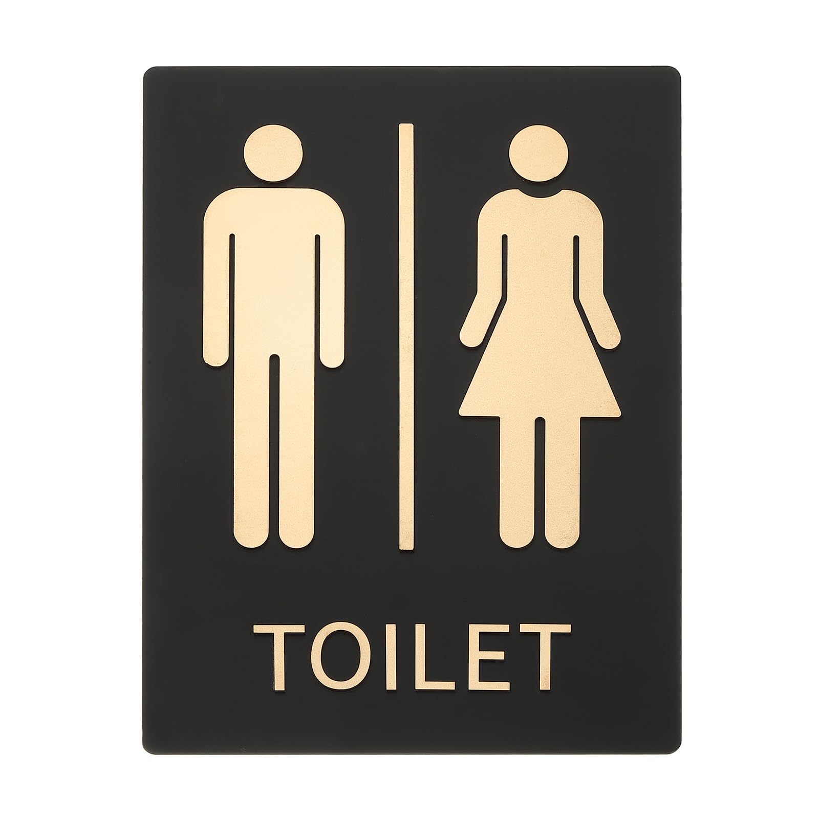 PATIKIL 1 Pack Restroom Sign, 8.3x11 Inch Bathroom Sign Unisex Self Adhesive Funny Metal Gender Neutral Cute for Business Home Toilet Door Wall Women Men Signage Gold, Style 1