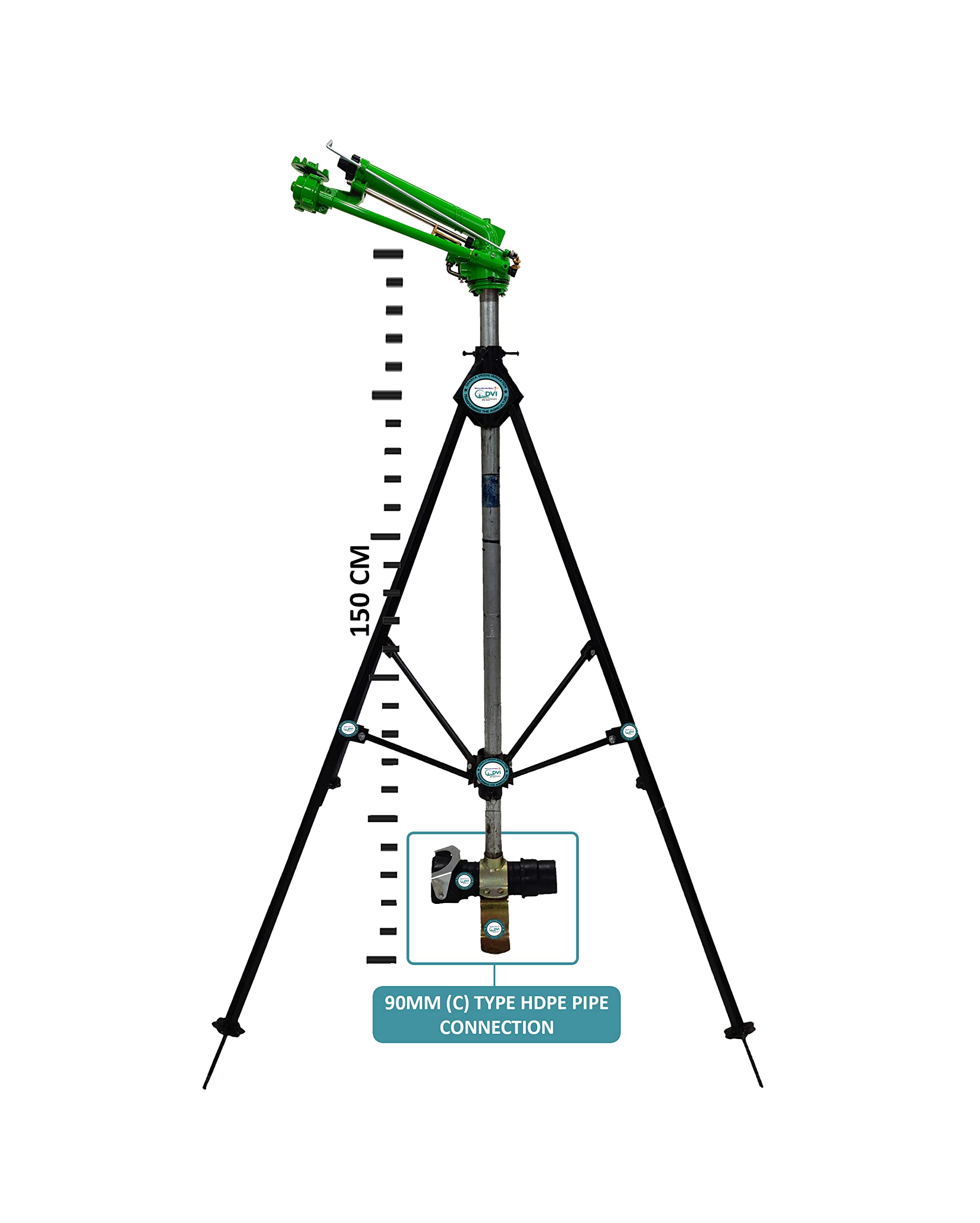 HT-43G 1.50INCH Skipper RAIN Gun Complete Set (C) Type with Adapter, CLAMP, FOOTBATTEN, 4FT Riser Pipe, 4 Leg Height Adjustable Stand, Rubber Washer, END Cap (90MM),Multicolor