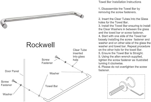 Miniatura 4 de Rockwell Tirador de seguridad de una sola cara de centro a centro de 8 pulgadas para puertas de ducha en un acabado cromado pulido