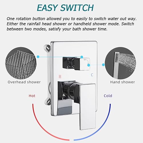 Miniatura 17 de Sistema de ducha de níquel cepillado para baño, mezclador de lluvia de lujo, conjunto combinado de ducha montado en la pared, sistema de cabezal