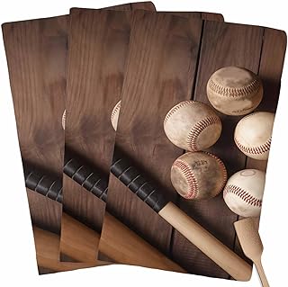 Baseball Kitchen Towels Absorbent Cleaning Cloths for Drying Dish, Reusable Kitchen Rags Soft Hand Towel Farmhouse Retro Sport Theme Brown Wooden Grain Washable Dish Towel Napkin Dishcloths 3 PCS