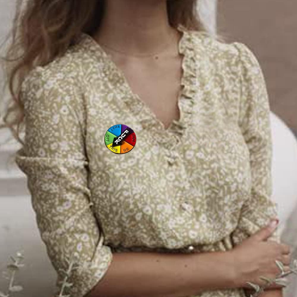 Rotating Enamel Badge, Color Wheel Enamel Pin, Funny Lucky Wheel Pin with Rotatable Arrows Lapel Pin, Lucky Wheel Pin,for Women and Men Clothing Backpack Hat Decoration (4PCS)