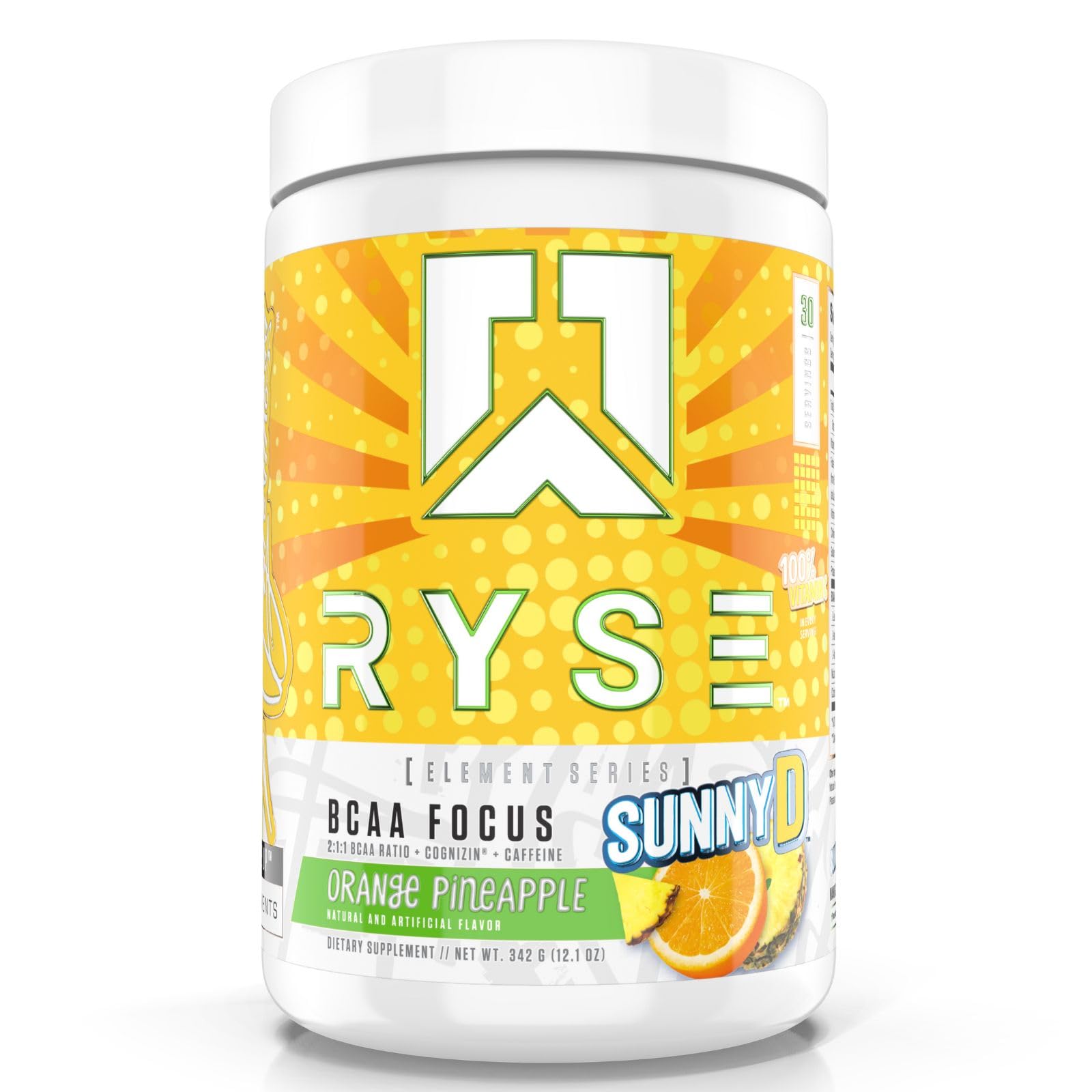 Element Series BCAA Focus | Hydrate, Focus, Recover | Designed for Versatility | with BCAAs, Caffeine, & Electrolytes | 30 Servings (Sunny D Orange Pineapple)