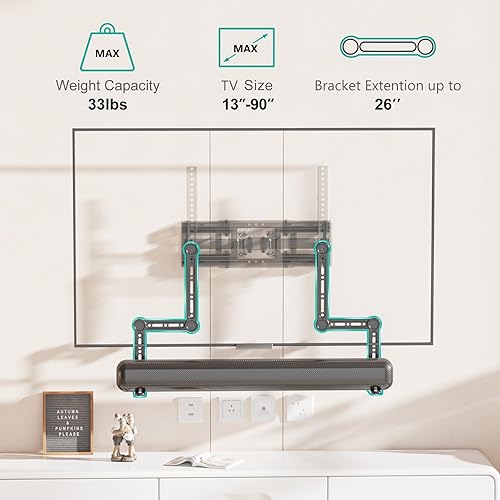 Miniatura 2 de WALI Universal Soundbar Mount for TV, Heavy-Duty Bracket for Mounting Above or Below Screen, Holds Up to 33 lbs, Fits Samsung, Sony，