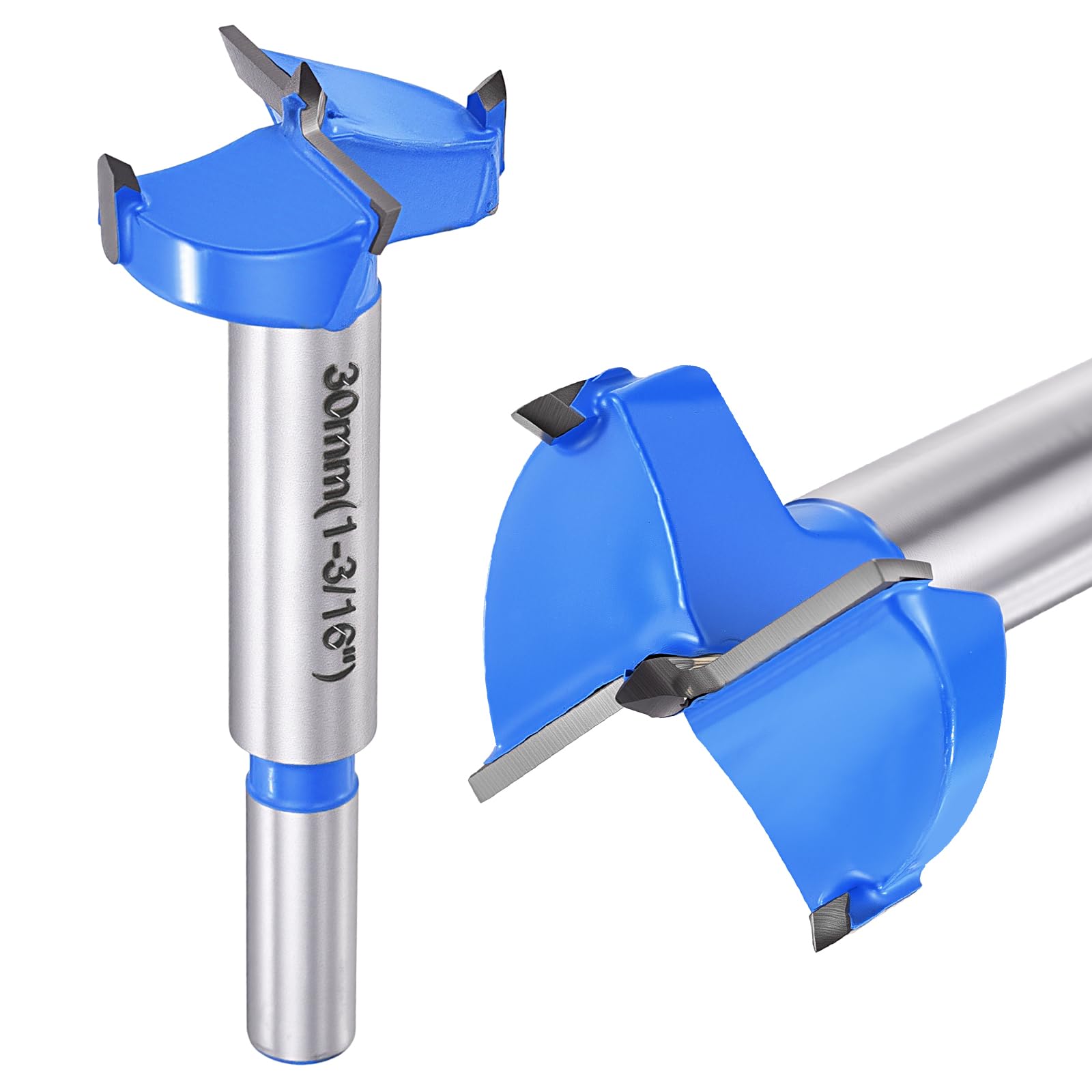 DTGN 30mm Forstner Drill Bit 1-3/16" 2 Flutes Tungsten Carbide Blue 2Pack — image 1