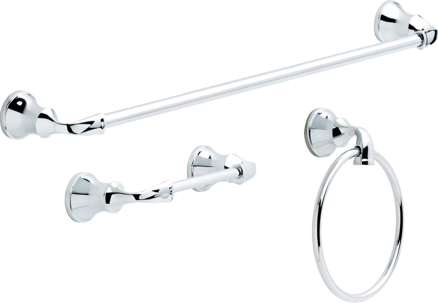 DELTA FAUCET LRN63-PC Lorain 3 Piece Bath Hardware Kit, Polished Chrome