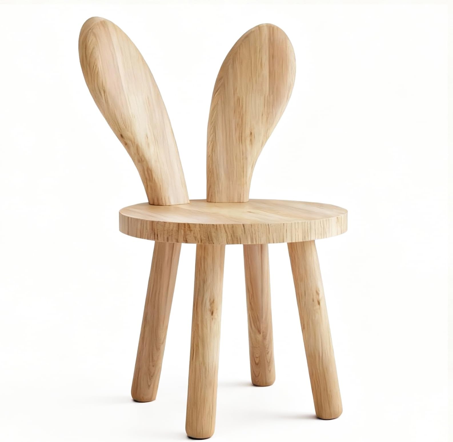 Solid Wood Rabbit Chair for Kids & Toddlers, Cute Bunny Wooden Chair for Playroom Bedroom, Sturdy Rubber Wood Stool, Easy Assembly - 2 Pack (Set of 2)