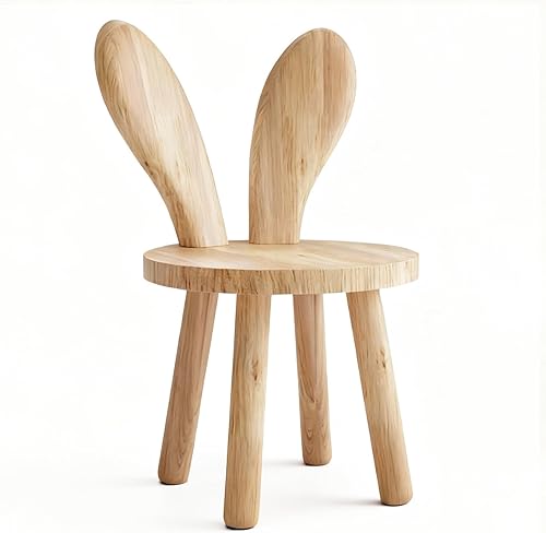 Silla de conejo de madera maciza, bonita silla multifuncional de madera de goma resistente para sala de estar, dormitorio, sala de juegos, fácil