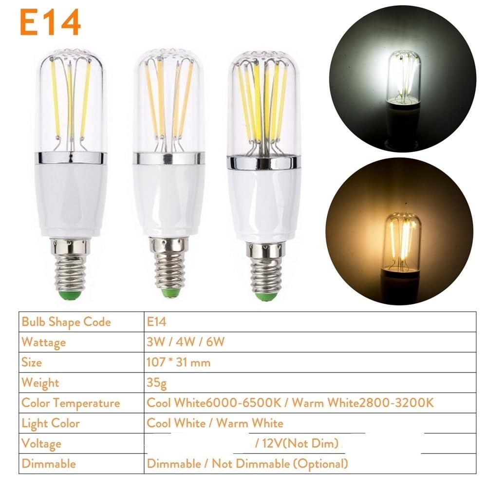 Bombillas para el hogar, Paquete de 10, Bombillas LED de 12 V CC, E14/E27/B22, 3 W/4 W/6 W, para Interiores.