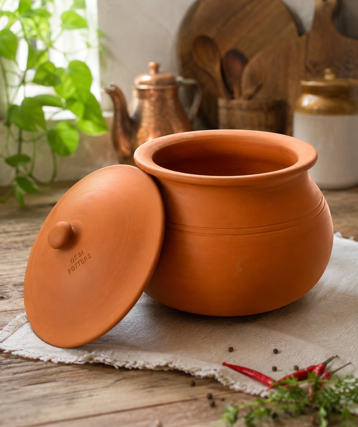 Desi Potters Natural Clay Handi for Cooking & Milk Boiling | Handmade Terracotta Mitti Handi | Unglazed Earthen Cooking Pot-image-18