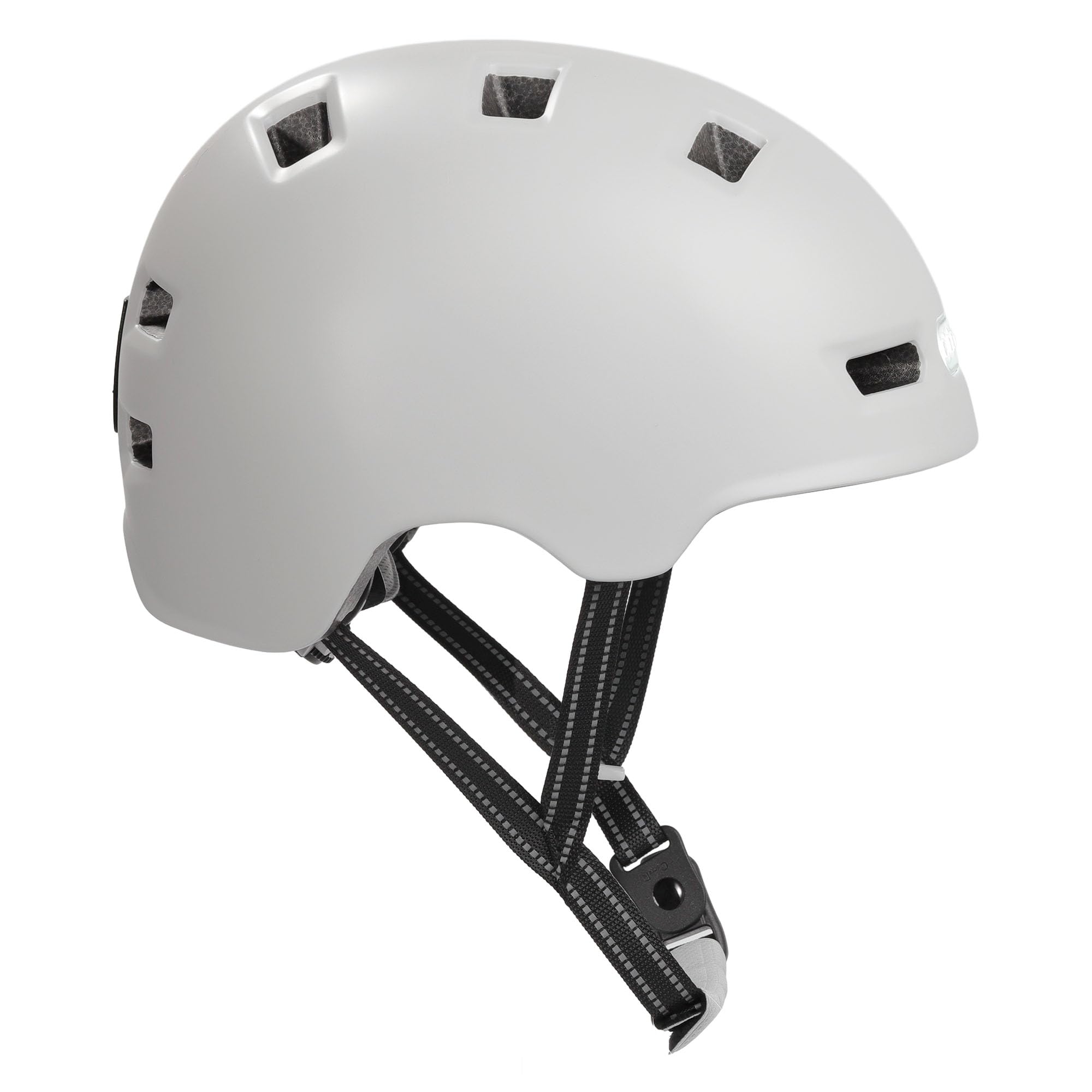 Crazy Safety Vertigo Casque De Vélo Blanc Mat Lumière Avant Et Arrière USB | Casque pour Trottinette, Skateboard, Rollers et Vélo BMX, Casque de Vélo de Ville pour Hommes et Femmes | M 54-57cm