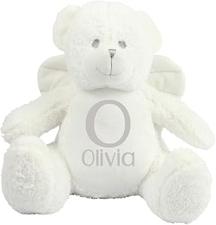 Personalised Name and Initial Angel Bear Soft Personalised Large Teddy Christmas Bear Birthday Gifts Baby Gifts Baby Keepsakes Children's Teddy bear Kids Gifts