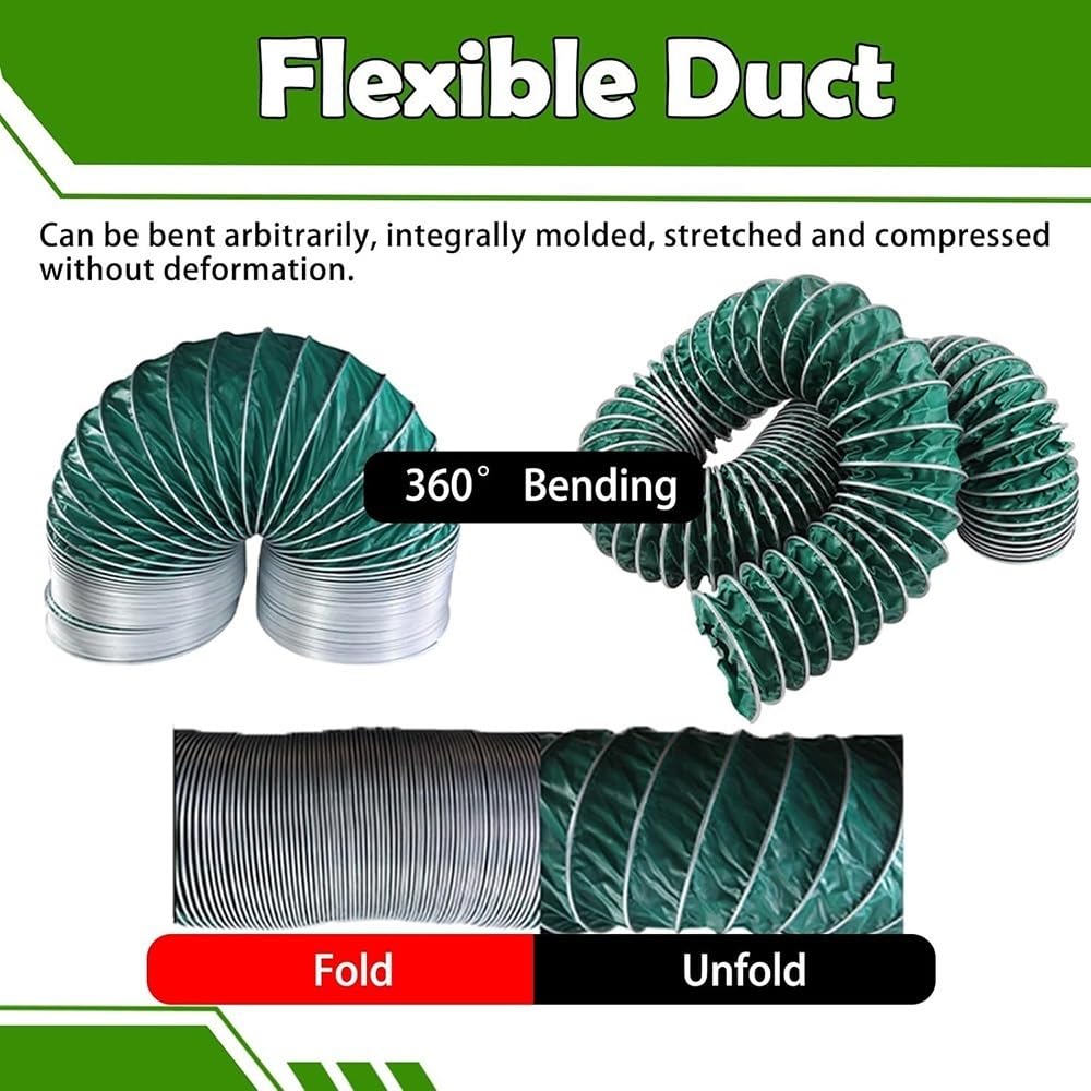 Manguera para conductos, Manguera Flexible de Lona aislada de 3 a 24 Pulgadas para Sistemas HVAC, ventilación de secadoras y extractores de Aire - 3 m/9,84 pies, 120 mm-4 3/4" Solución de ve