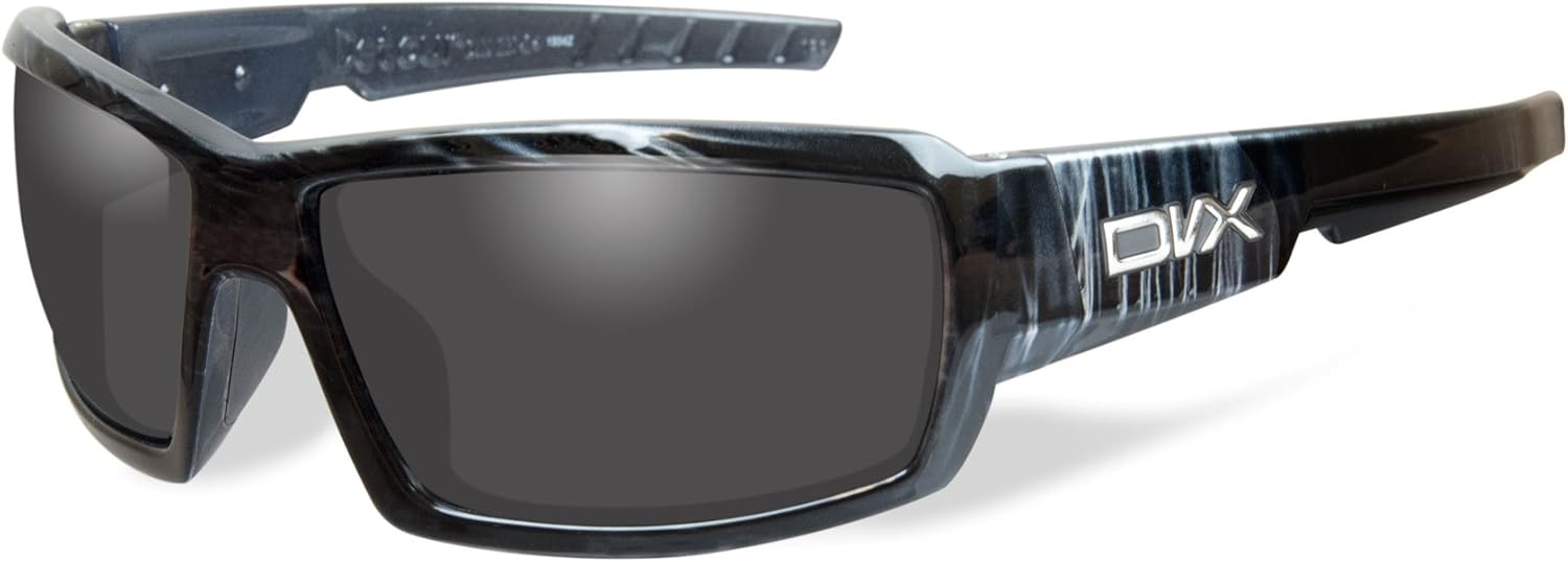 DVX Detour ANSI Z87.1 Grey Lenses/Black & White Streak Frame (OSHA