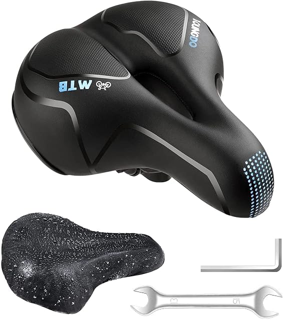 Bike Seat, YOUNGDO Bicycle Saddle Comfortable Soft Wide Road Bike Gel Saddles, Breathable Mountain Bike Seat, Suitable for MTB Mountain Bike, Folding Bike, Road Bike, Spinning Bike, Exercise Bikes