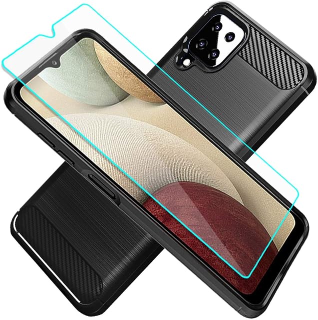 Cuoqing Samsung Galaxy A12 Case,Samsung A12 Case With HD Screen Protector,Soft TPU Slim Fashion Non-Slip Protective Phone Cases Cover for Samsung Galaxy A12,Black