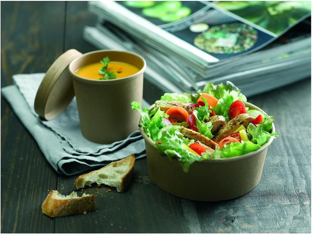 PacknWood 210PC1000K - disposable brown cups - togo soup containers - kraft paper bowl - small paper cups - soup bowls to go - ice cream to go containers - (30oz,5.9in *3in) - 360 pcs