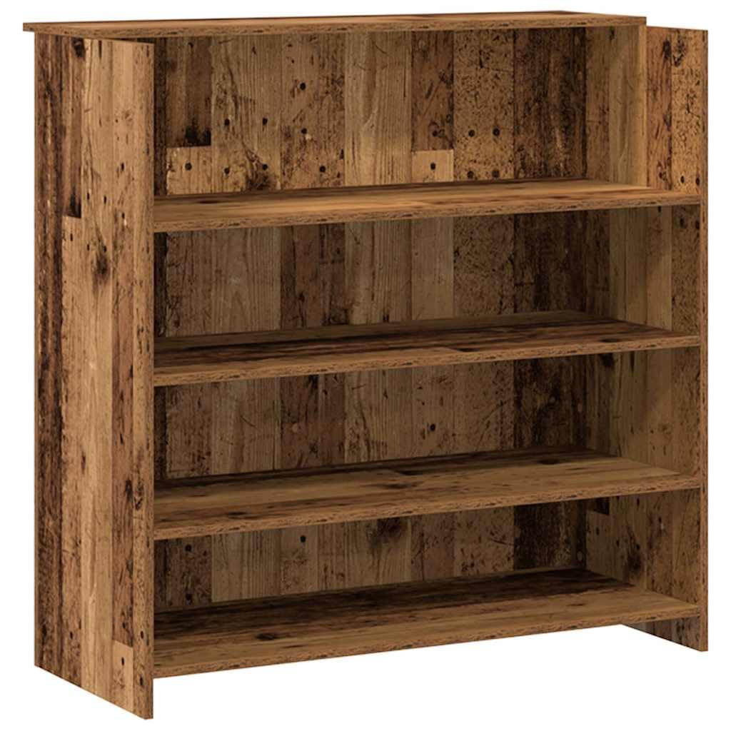 Bancone per ricevimento, effetto legno anticato, 3 pezzi, 180 x 50 x 103,5 cm | Banco di consulenza modulare con molto spazio per ufficio, studio di bellezza, hall hotel e studi medici.