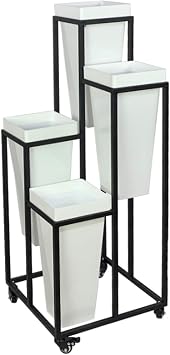 Flower Shelf Plant Rack, Flower Buckets,Flower Pots Holder Plant Stand Flower Cart Display Stand with Wheels