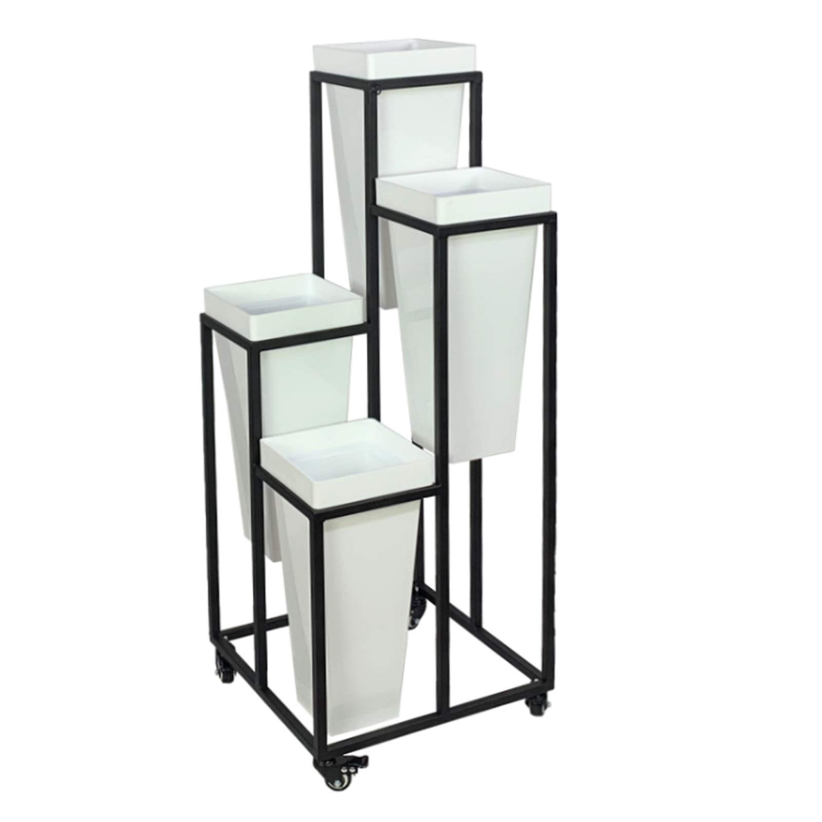 SnamicE Flower Shelf Plant Rack, Flower Buckets,Flower Pots Holder Plant Stand Flower Cart Display Stand with Wheels,