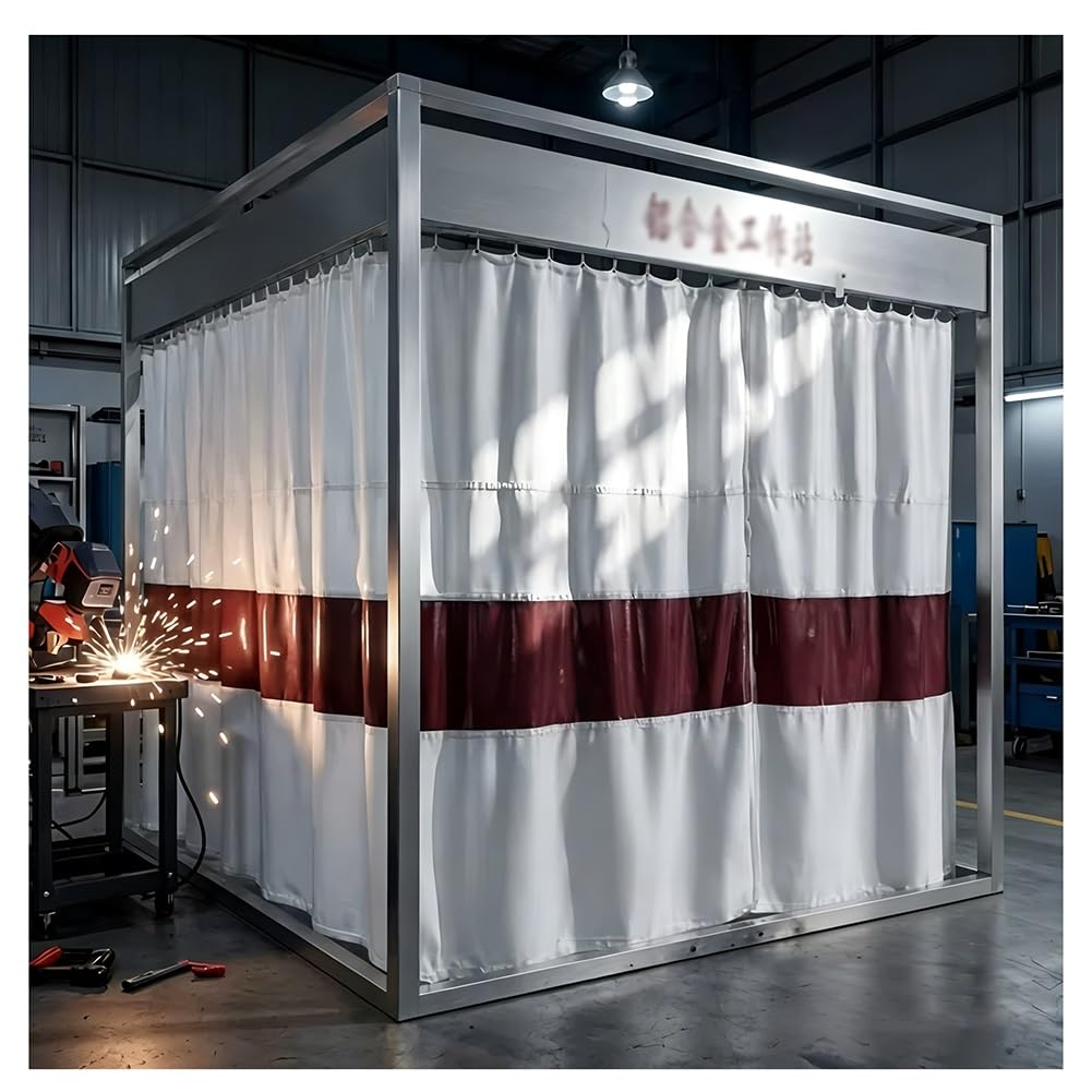 GJZQDKX Silicone Coated Welding Blanket with Red Viewing Window Panel, Garage Divider Flame Retardant Panels Fire Blankets, Weld Curtain for Industrial and Home Use(Gray-0.5mm,3x3m/9.8x9.8ft)