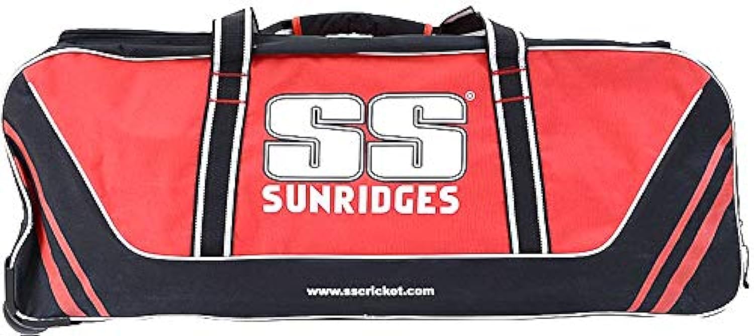 SS Sunridges Elite 2 Wheel Cricket Bag, Black/Red [10020006R]