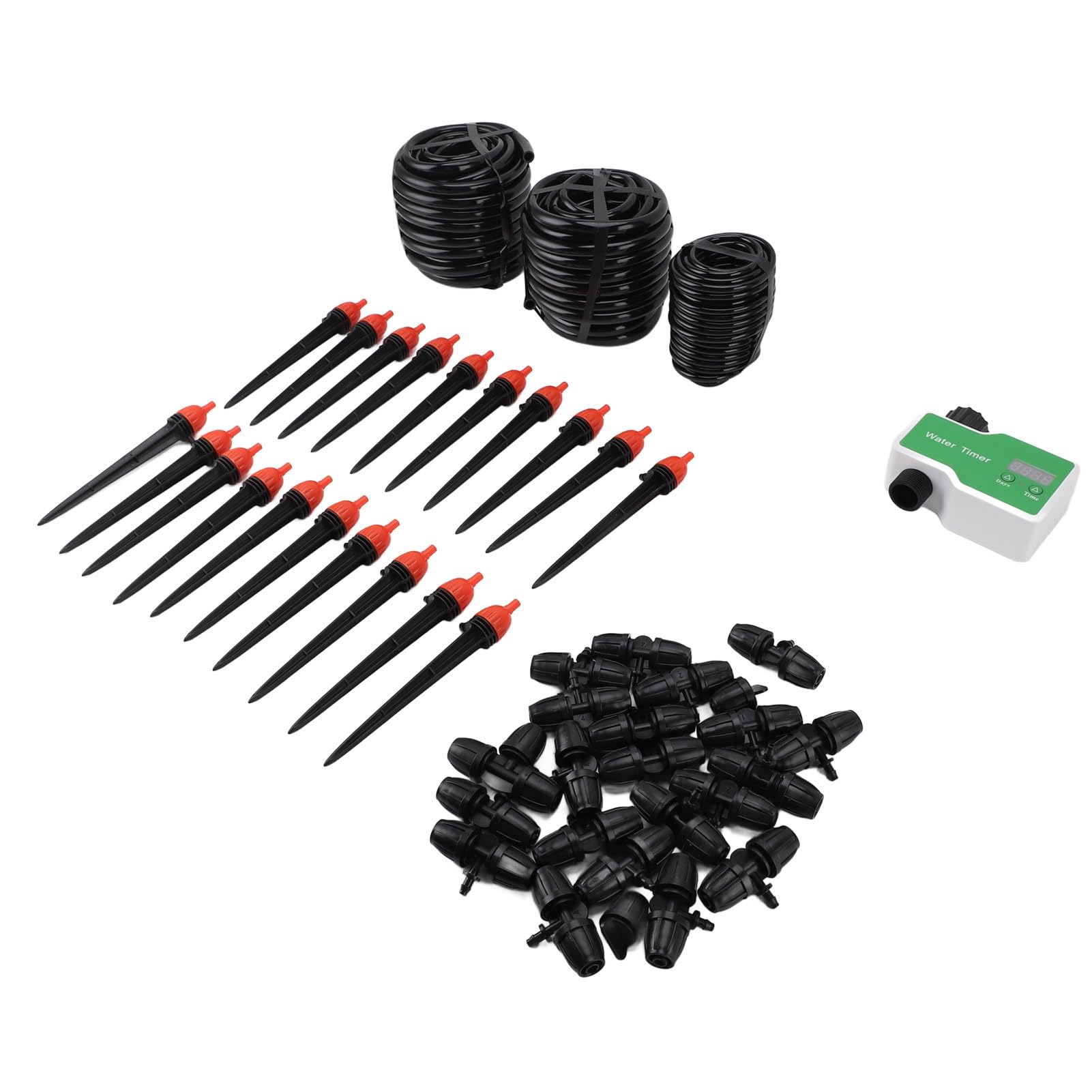 Generic 30m System Nawadniania Roślin Wodociągowych do Szklarniowych Balkonów Ogrodowych Nawadnianie Dużej Powierzchni Stabilna ilość Wody Baterie 2xAA ABS PVC