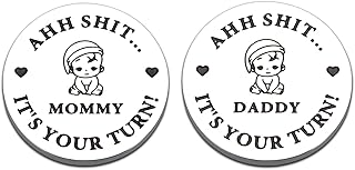 Funny Baby Gift New Dad Mom Decision Coin Gifts for Dad Mom to be, Pregnancy Gifts for First Time Moms Dads Daddy Mummy, Baby Shower Announcement, New Parents Gifts for Fathers Day, Double-Sided