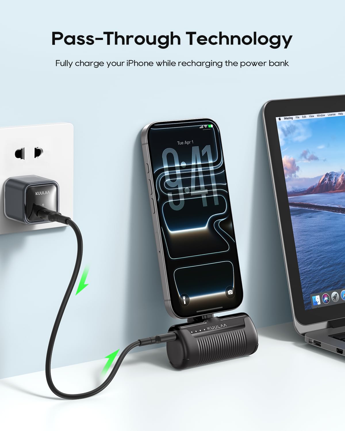 Power Bank USB C 4500 mAh, 20 W PD Caricatore Portatile Ricarica Rapida, Kuulaa Mini Powrbank Batteria Esterna compatibile con Samsung Galaxy/Note/OPPO/LG/Switch/Huawei/Xiaomi, Nero