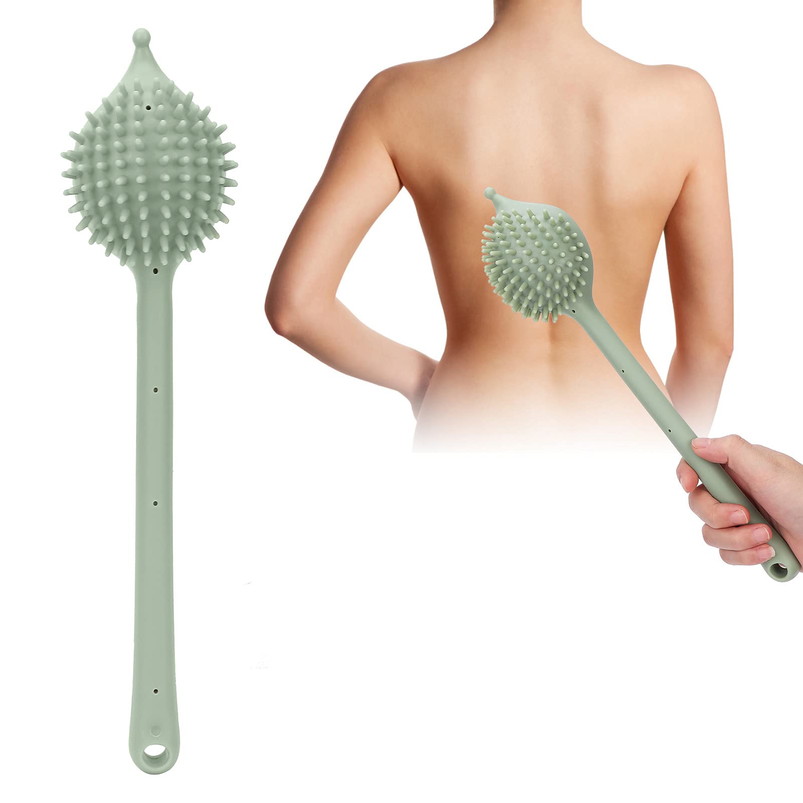 Generic Meridians Pat Massager Ergonomiczne Narzędzie do Masażu Silikonowego do Stymulacji Tkanek Głębokich, Tłuszczu na Ramionach i Mięśni Nóg, 12,2 X 3,1 Cala (Zielony jeż uderza młotkiem)