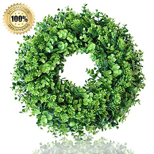 LASPERAL Artificial Eucalyptus Wreath 17" Green Wreath Spring Wreath Outdoor Green Wreath